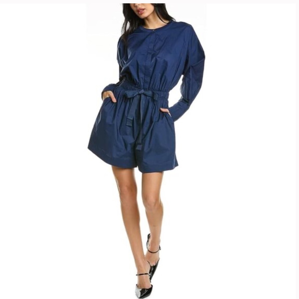 Rebecca Taylor High Waist Blue Short Romper